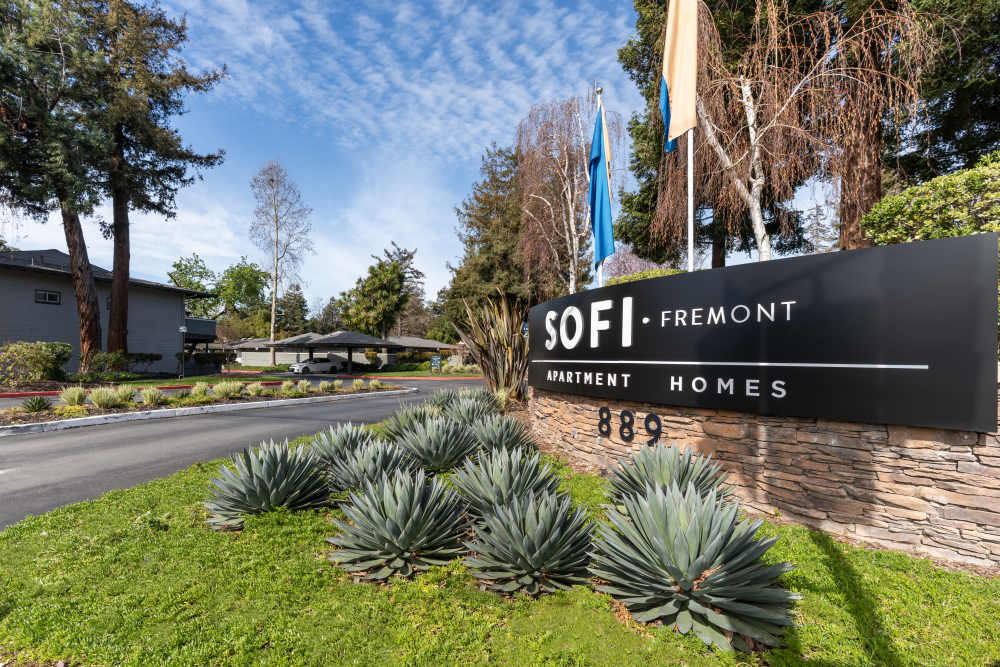 Our community's sign at the entrance to Sofi Fremont in Fremont, California