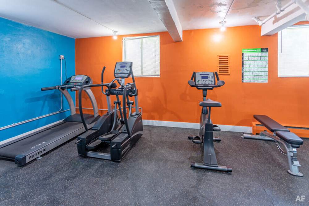 Full equipped community fitness center at West End Trails in Golden Valley, Minnesota