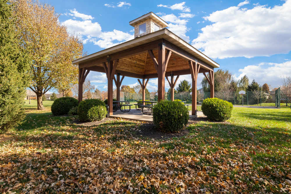 Gazebo with seating area at The Terraces At Copper Leaf in Nixa, Missouri
