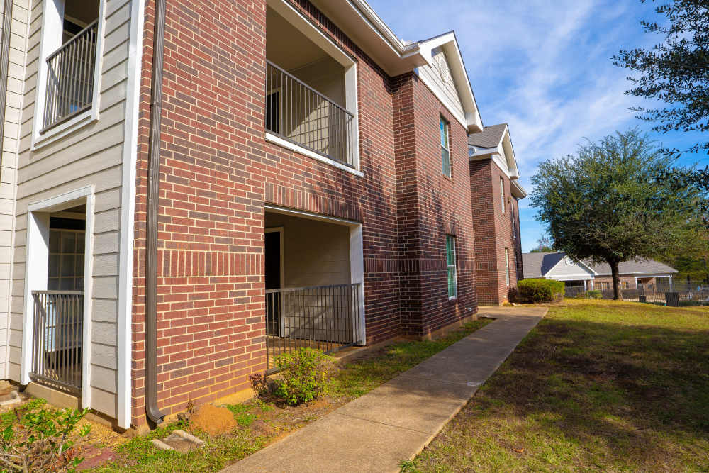Building with railings at Timber Village in Marshall, Texas