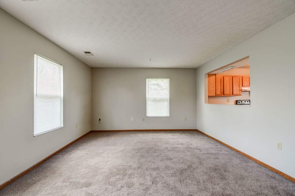 Living room with connecting kitchen at Cedar Glen II in Morgantown, West Virginia