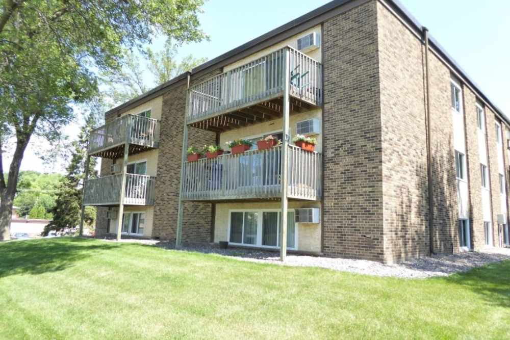 Apartment exterior patio view at Valley Place Apartments in , Minnesota