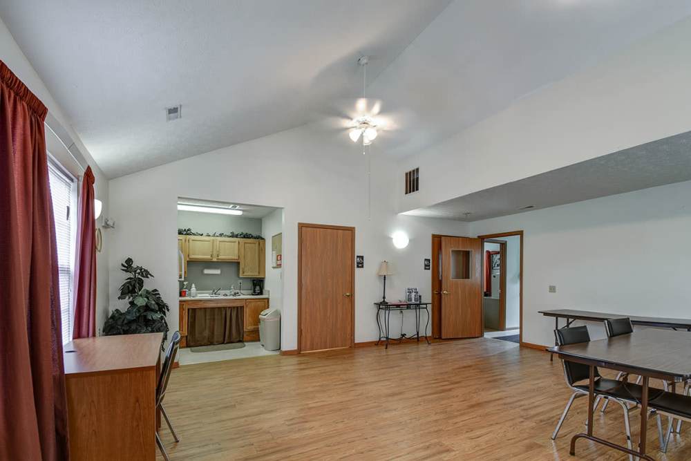 Spacious community room at Willow Greene in Bridgeport, West Virginia