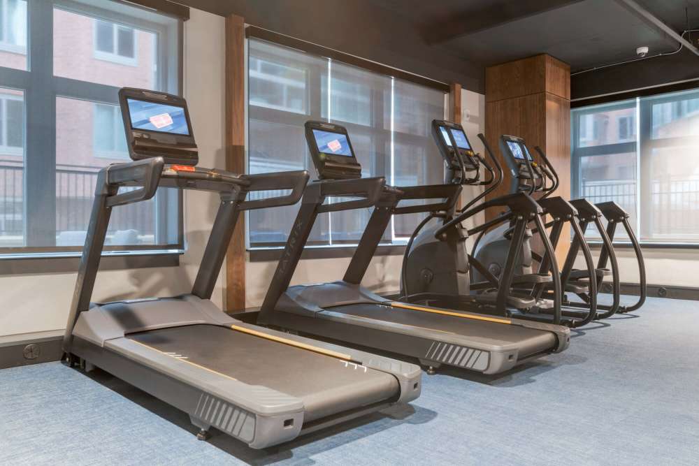Treadmills in the clubhouse at J Luna at Ballston in Arlington, Virginia