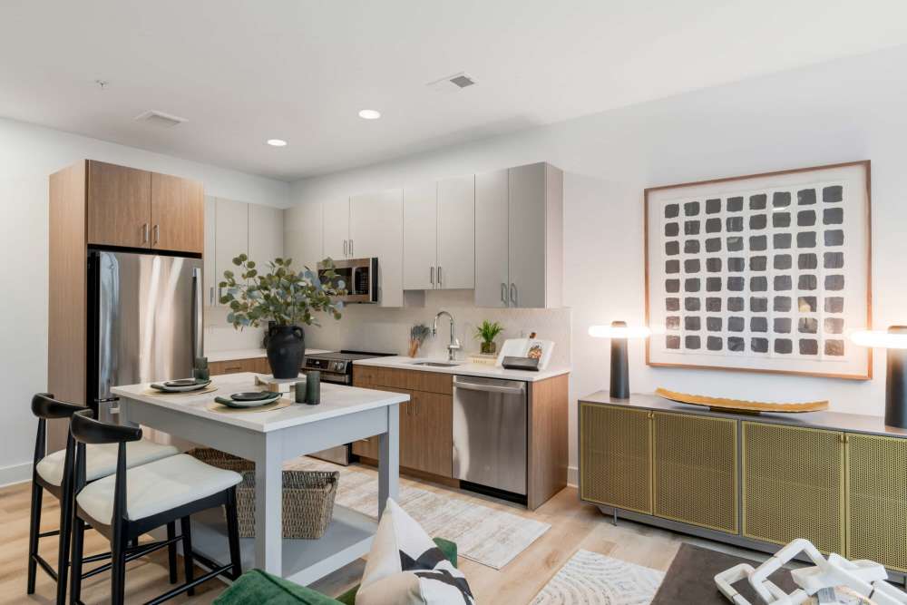 Kitchen with stainless-steel appliances at J Luna at Ballston in Arlington, Virginia