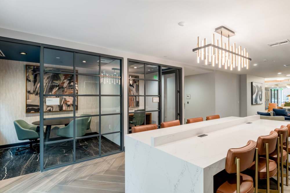 Coworking areas at J Luna at Ballston in Arlington, Virginia