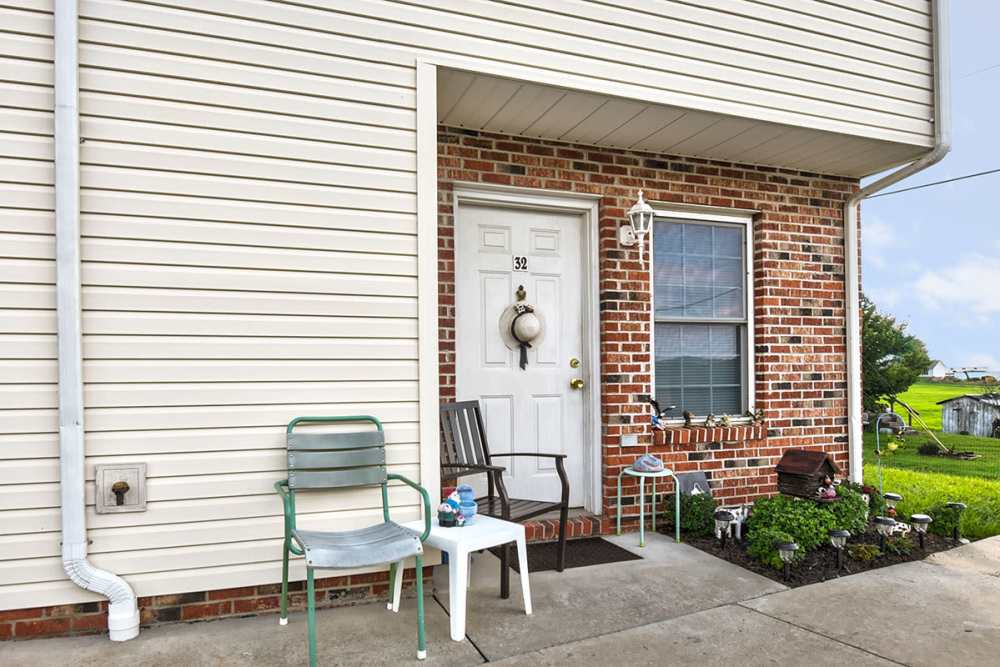 Apartment patio at Muirwood Greene in Romney, West Virginia