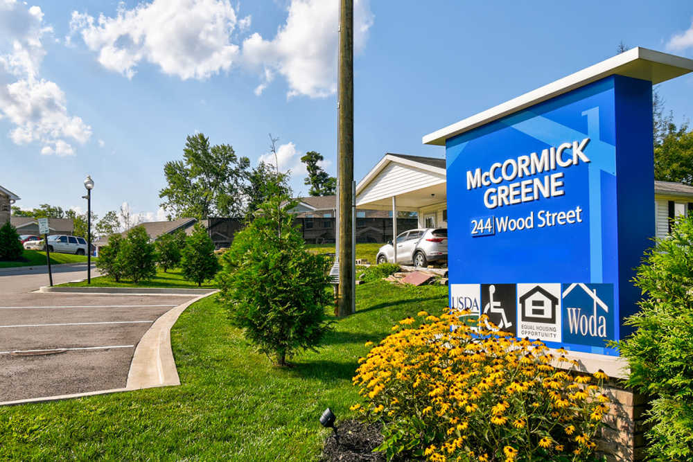 Property sign board at McCormick Greene in Sistersville, West Virginia