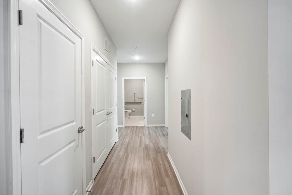 Apartment interior walkway at The Alcove at Russell Cave in Lexington, Kentucky