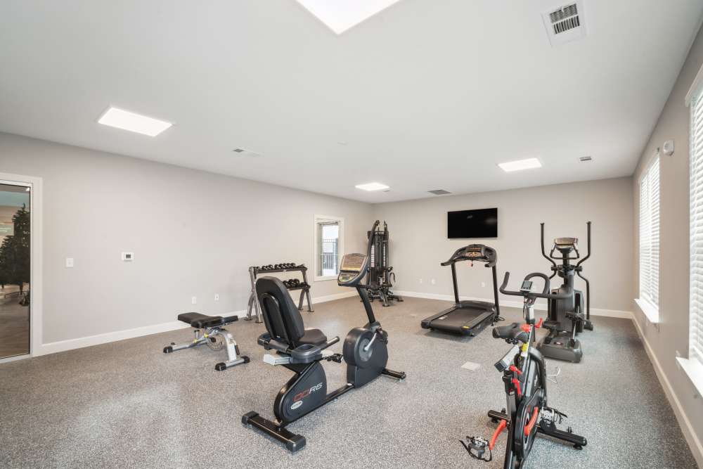 Well-equipped fitness center at Lone Oak Meadows in Louisville, Kentucky