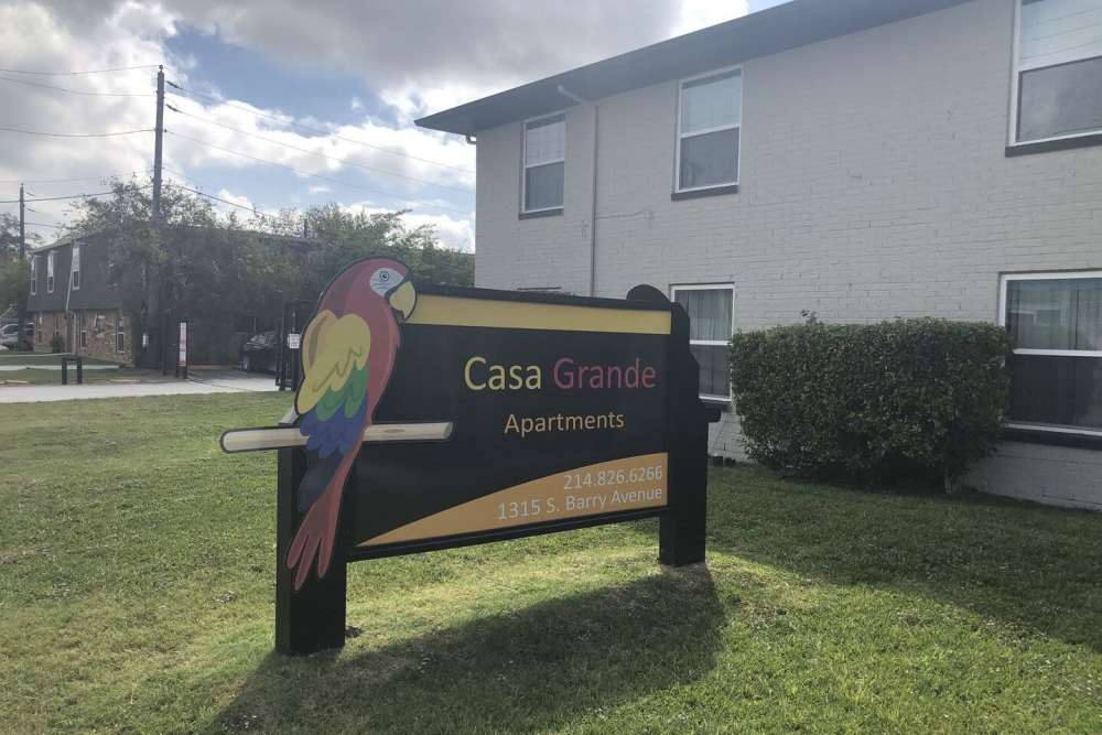 Apartment signboard at Casa Grande Villas in , Texas