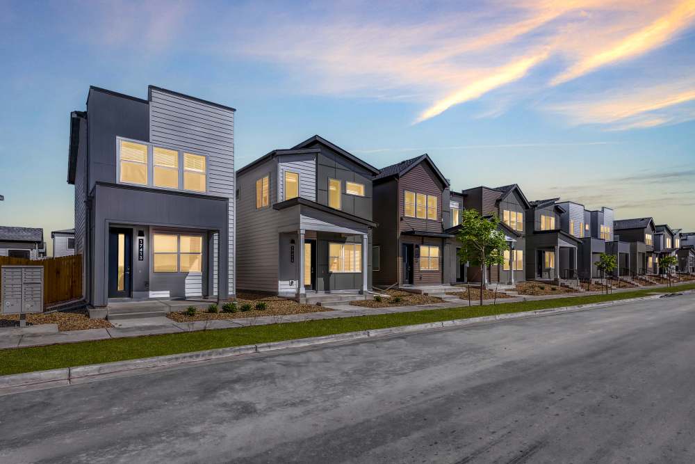 Exterior view of the townhomes at Union at the Park in Denver, Colorado