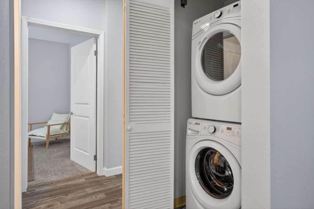 In-unit laundry with modern appliances at Pacific Shores in Santa Cruz, California