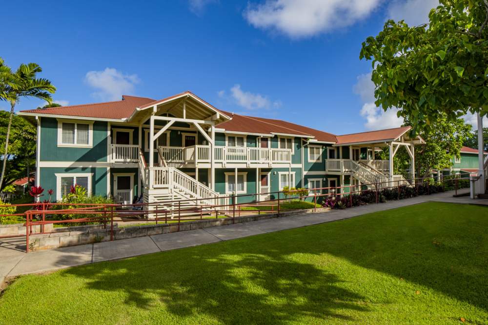 Building exterior view at Kalepa Village I in Lihue, Hawaii