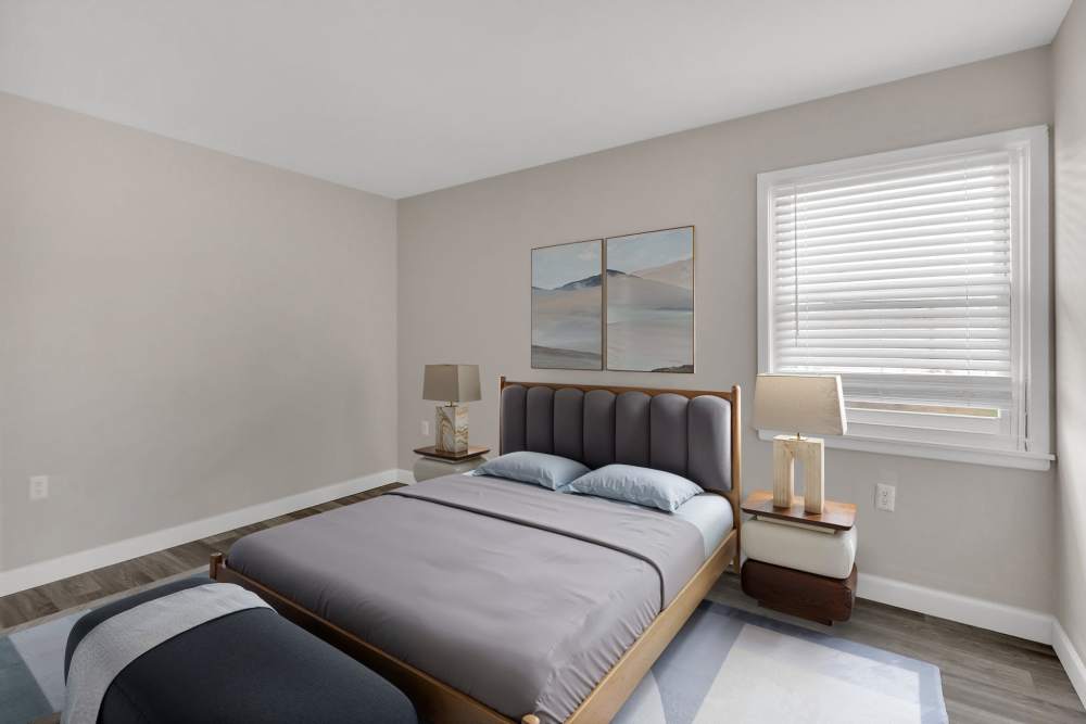Bedroom with large window at Bridgewater Retreat in Kingsport, Tennessee