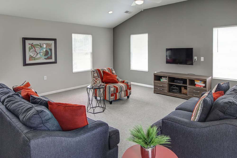 Cozy living room with modern furniture and natural light at Butler Crossing I in Kingstree, South Carolina