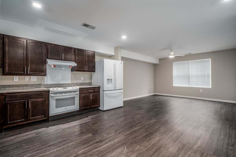 Open-layout kitchen at Northlake Center Apartments in Charlotte,North Carolina