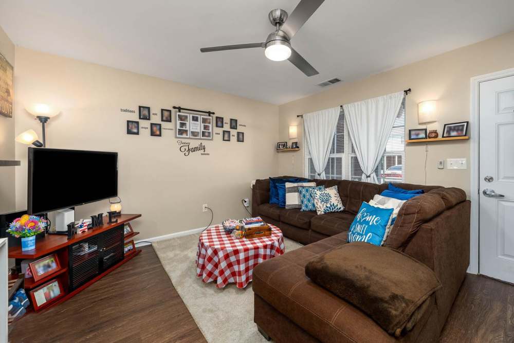 Living area with couch at Labelle Greene II in Wheeling, West Virginia