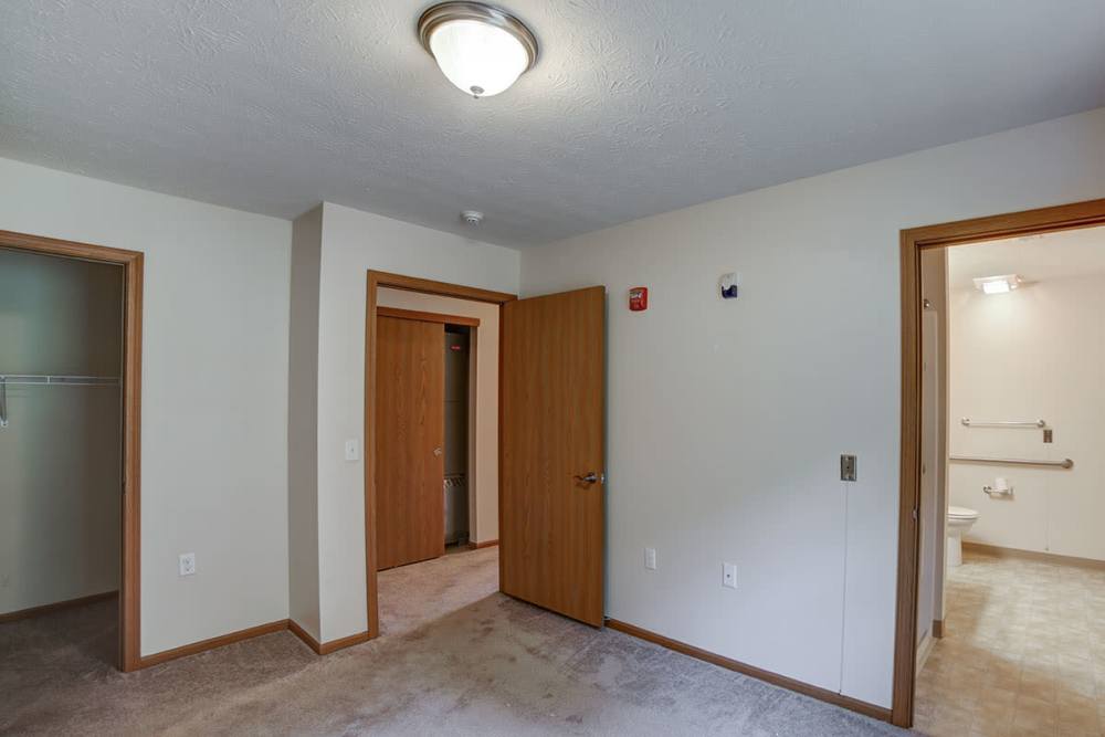 Bedroom with attached bathroom at Quaker Meadows in Hermitage, Pennsylvania