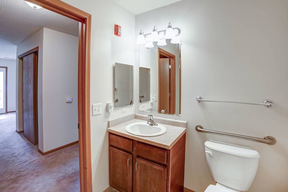Apartment bathroom at Quaker Meadows in Hermitage, Pennsylvania
