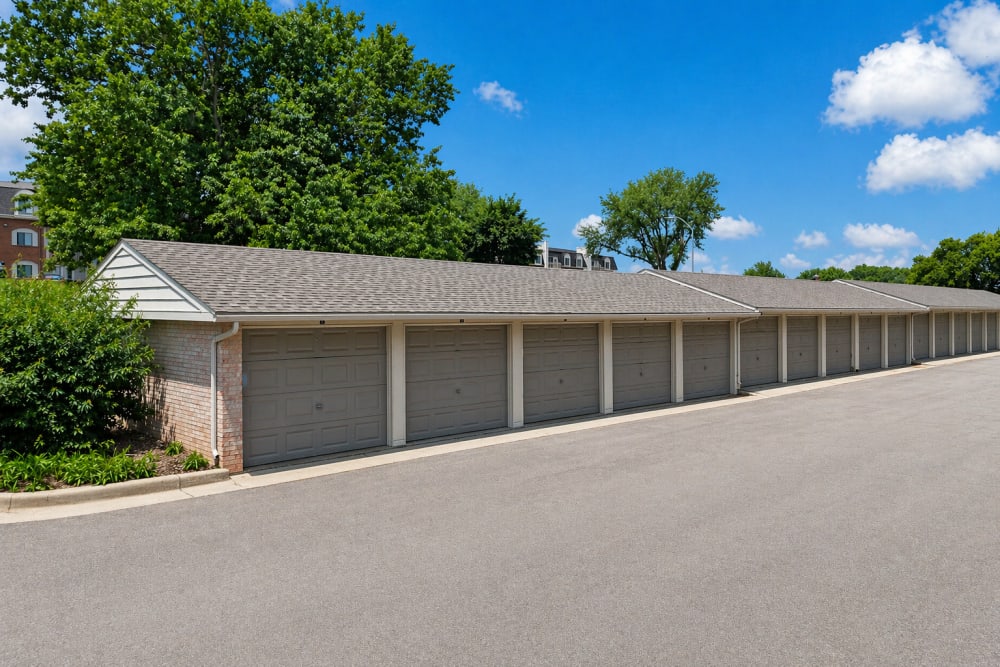 Community parking area at Cambridge Court Apartments in West Des Moines, Iowa