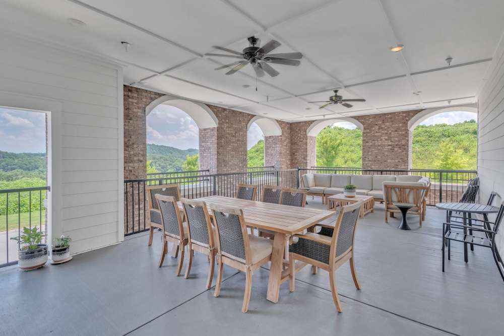 2nd floor patio seating at The Blake at Kingsport in Kingsport, Tennessee