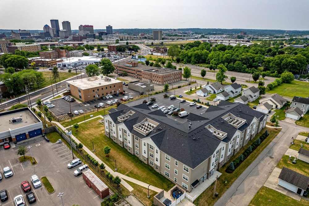 Aerial view of the community near at Audubon Crossing Senior Community in Dayton, Ohio 