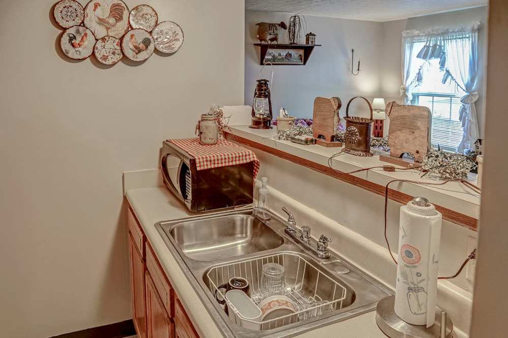 Granite countertops in cozy kitchen at Glennview Apartments in Washington Court House, Ohio