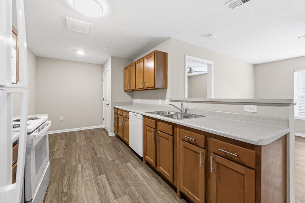 Modern kitchen at Granville Woods Lofts in Columbus, Ohio