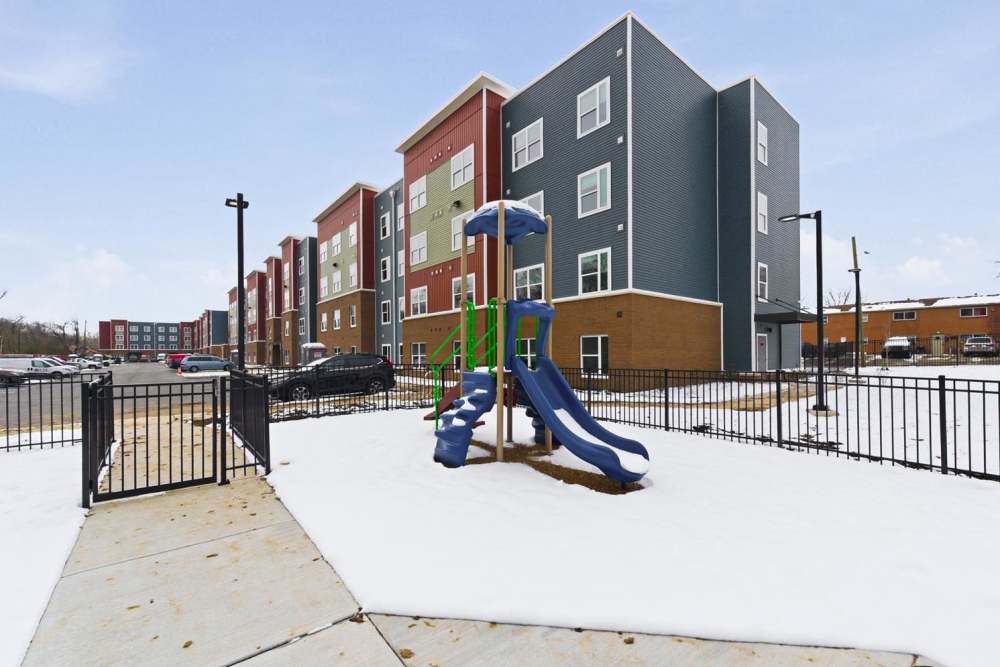 Gated playground area at Granville Woods Lofts in Columbus, Ohio