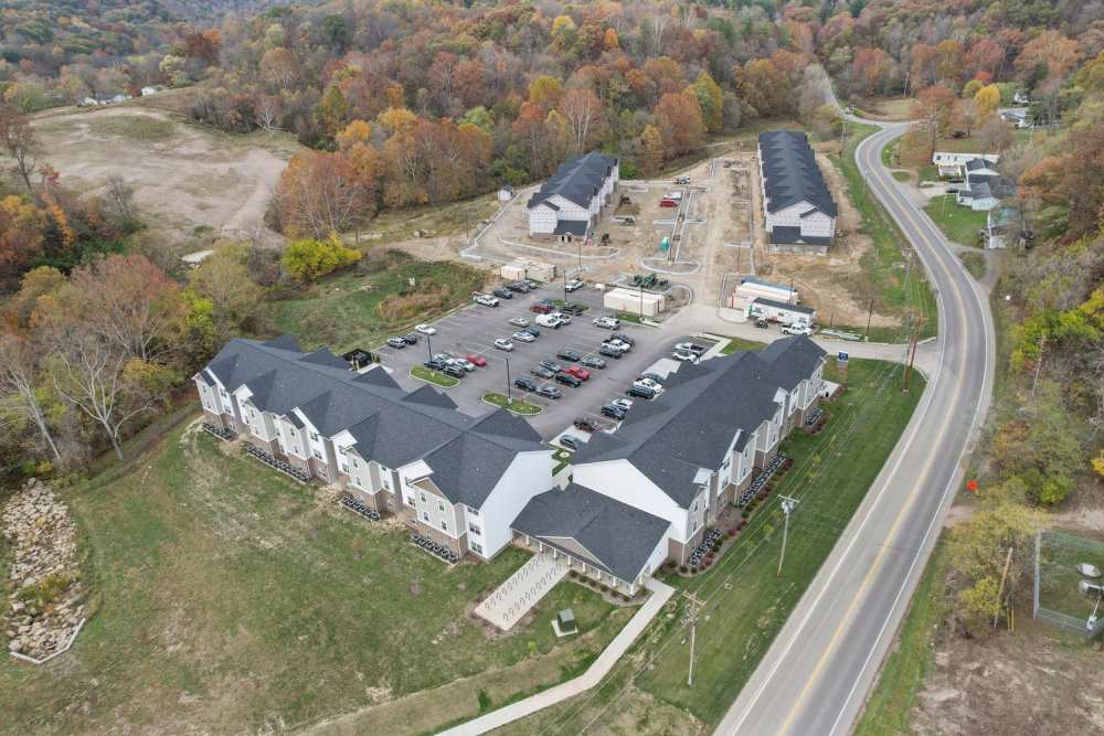 Aerial view of apartment community at Kershaw Greene II in Athens, Ohio