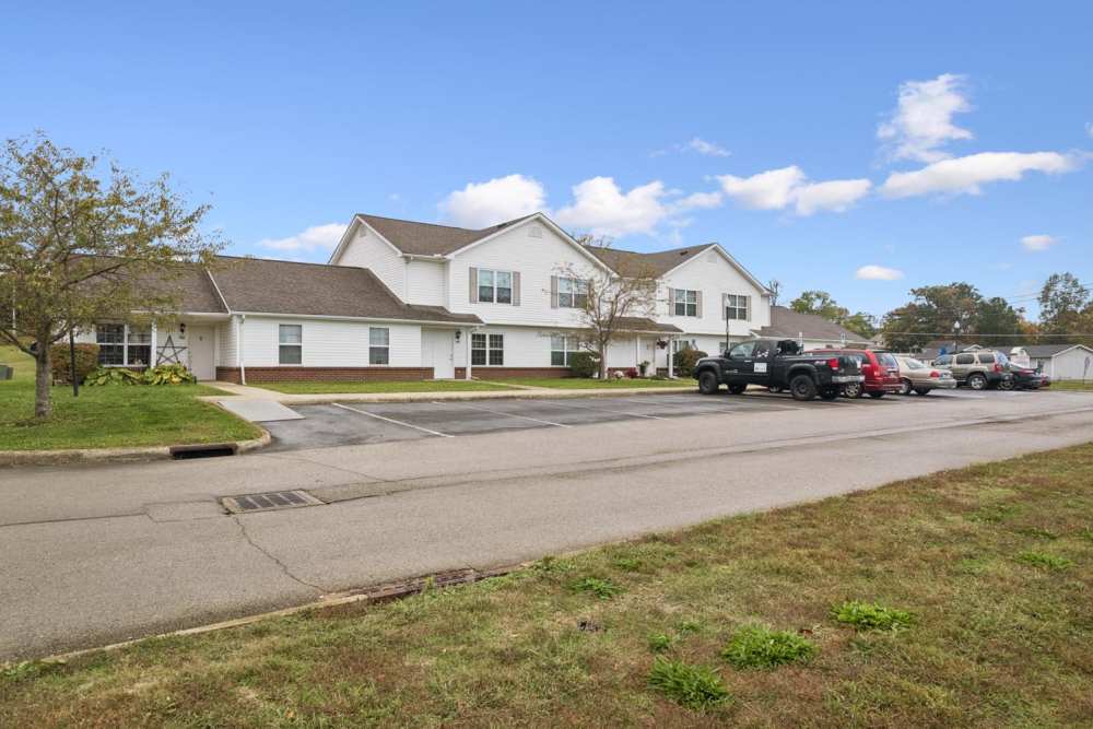 Two-story apartment building with parking lot at Webster Glen in Peebles, Ohio