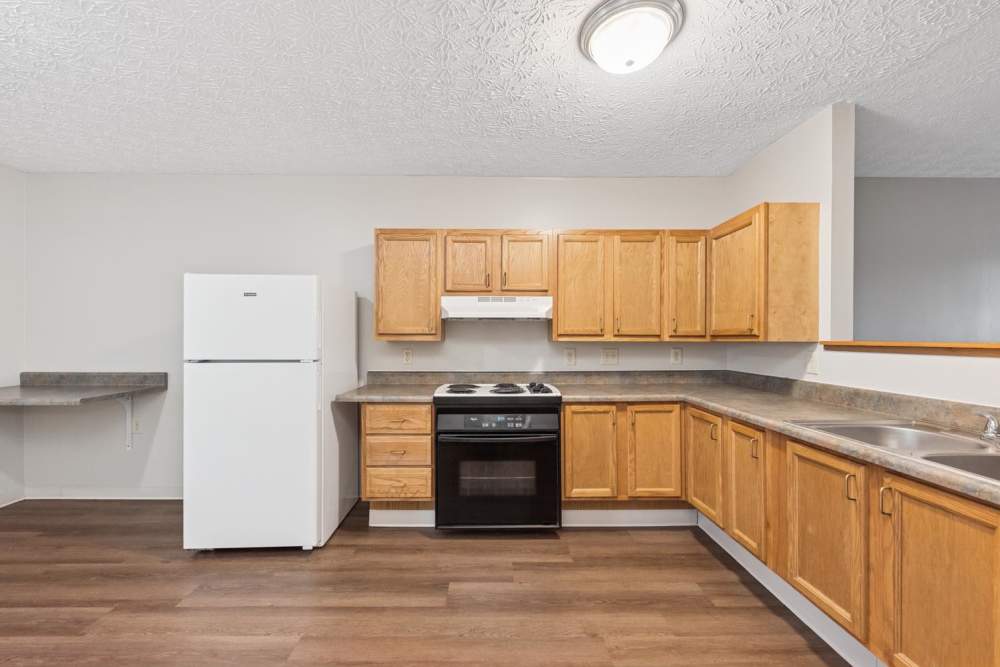 Spacious kitchen with stainless steel appliances and ample cabinet space at Webster Glen in Peebles, Ohio