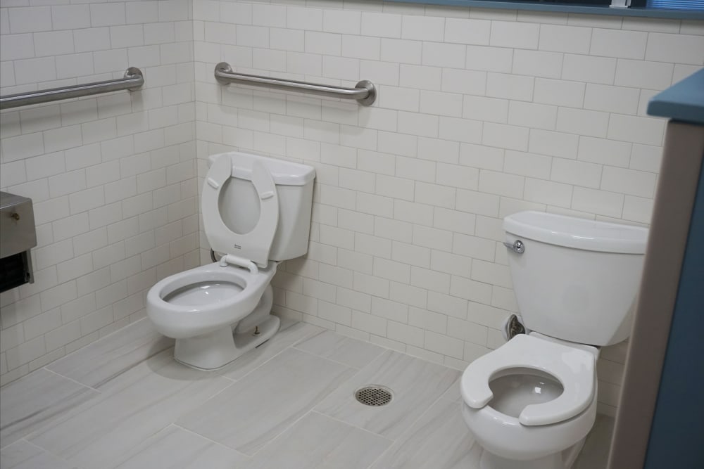 Accessible restroom with grab bars at Atcheson Place Lofts in Columbus, Ohio