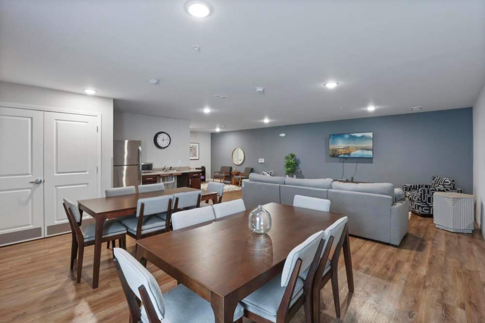 Wood-style flooring in open living area at Atcheson Place Lofts in Columbus, Ohio