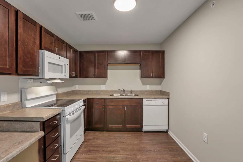 Modern kitchen with stainless steel appliances at Wendler Commons in Columbus, Ohio