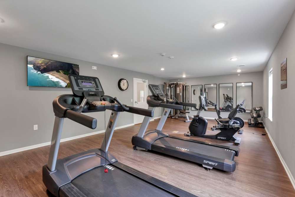 Treadmills in modern fitness center at Wendler Commons in Columbus, Ohio