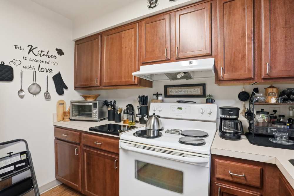 Cabinet space in kitchen at Chambersburg Family Townhomes in Chambersburg, Pennsylvania
