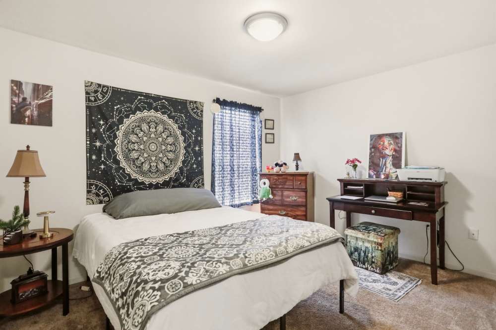 Furnished bedroom at Chambersburg Family Townhomes in Chambersburg, Pennsylvania
