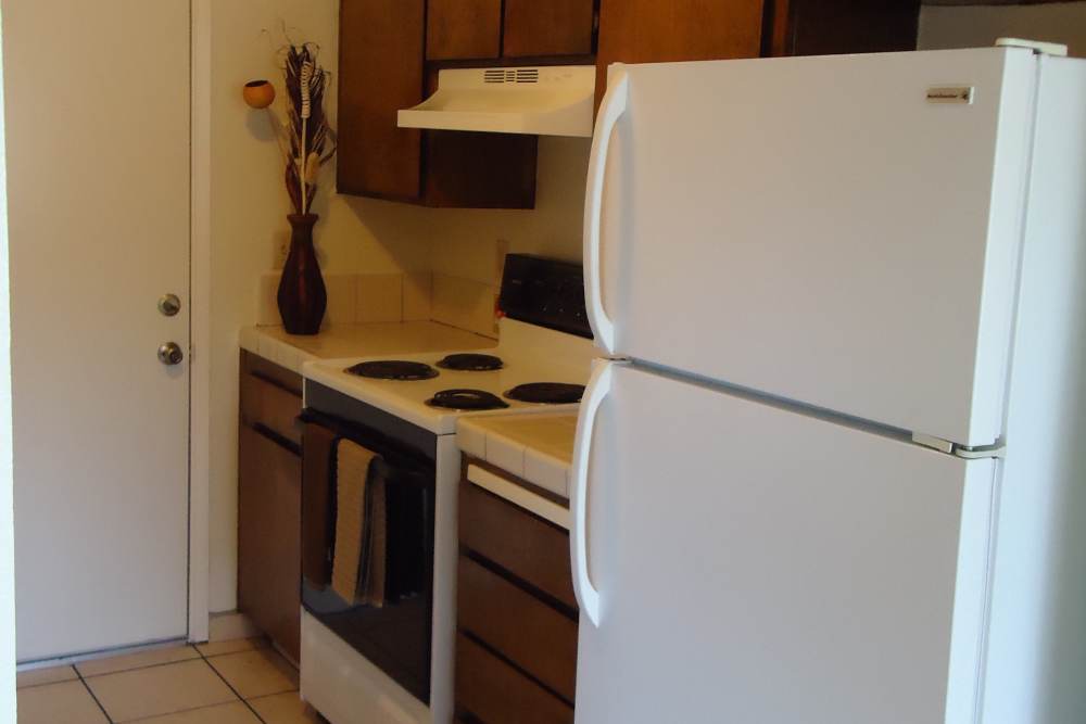 Kitchen at Olympus Court Apartments in Bakersfield, California