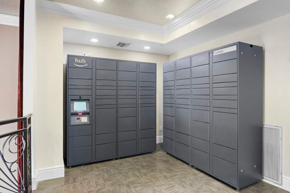 14-Hour Amazon Package Lockers at La Belle at Hollywood Tower in Los Angeles, California