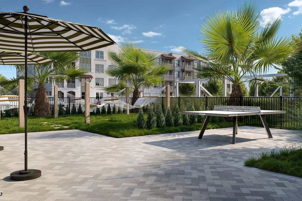 Outdoor courtyard  at Romero Apartments in Pensacola, Florida
