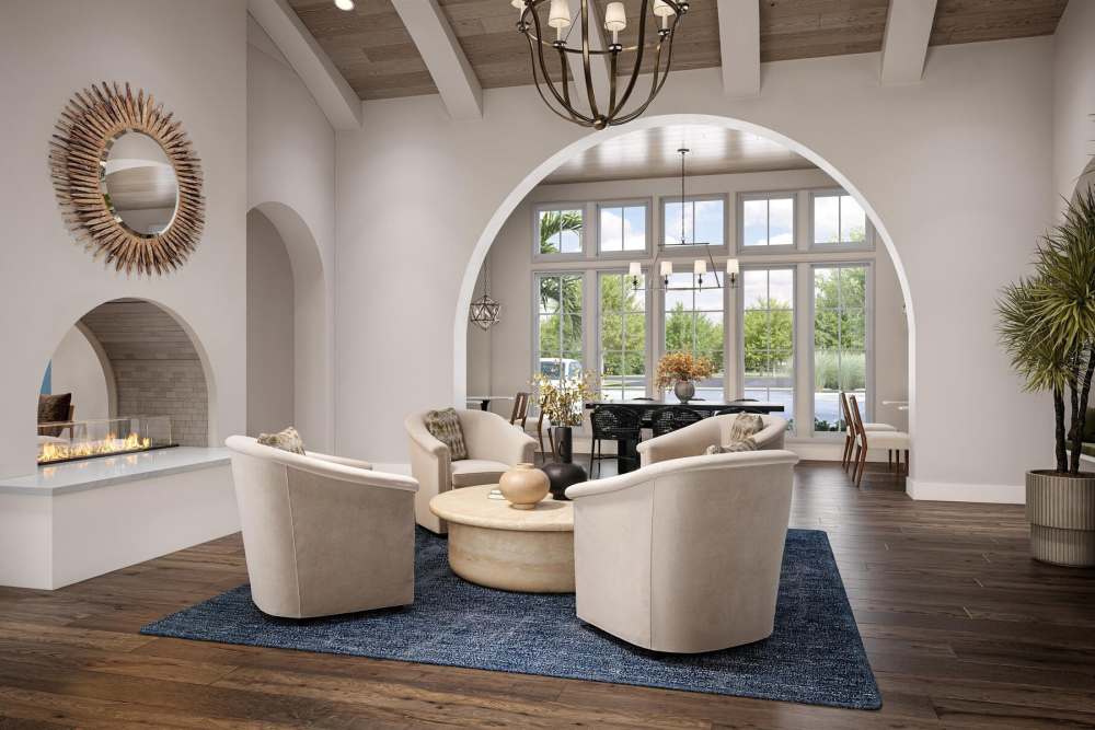 Clubhouse with fireplace at Romero Apartments in Pensacola, Florida