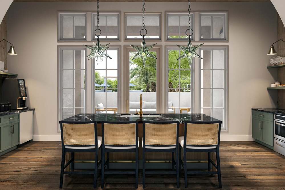 Clubhouse dining area at Romero Apartments in Pensacola, Florida