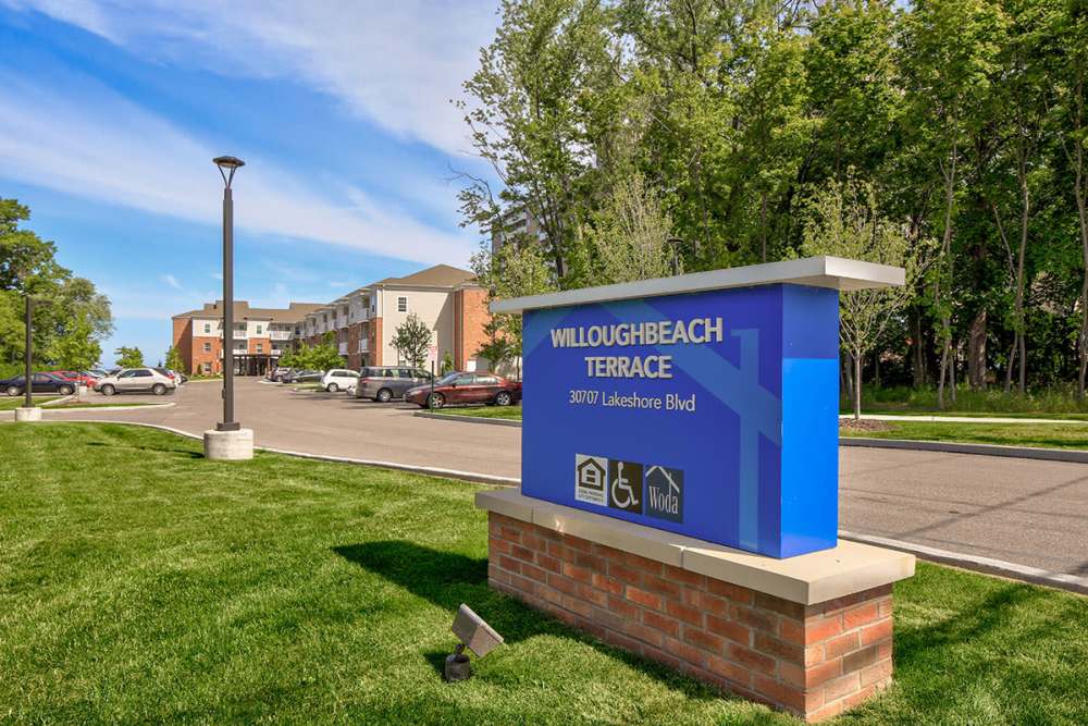Sign board at Willoughbeach Terrace Senior Living in Willowick, Ohio 