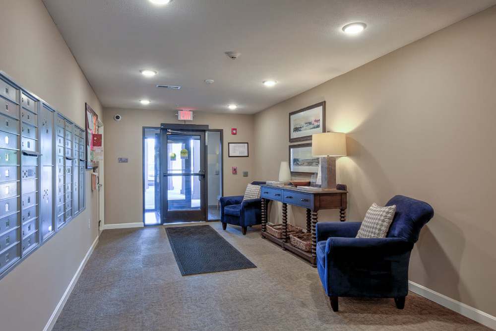 clubhouse with armchairs at Willoughbeach Terrace Senior Living in Willowick, Ohio 