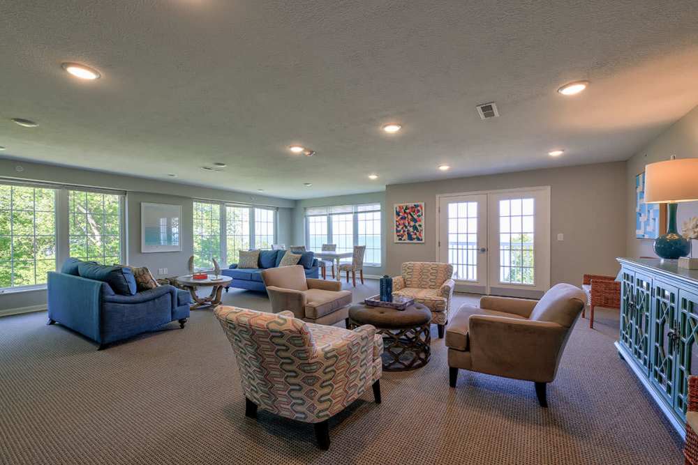 Spacious community room at Willoughbeach Terrace Senior Living in Willowick, Ohio 