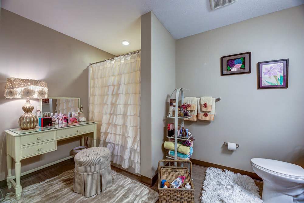 Spacious bathroom at Willoughbeach Terrace Senior Living in Willowick, Ohio 