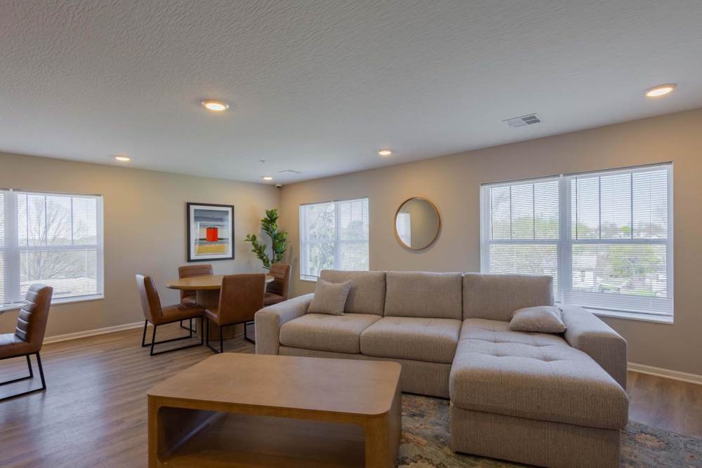 Clubhouse with natural light at living room Zane Commons in Zanesville, Ohio