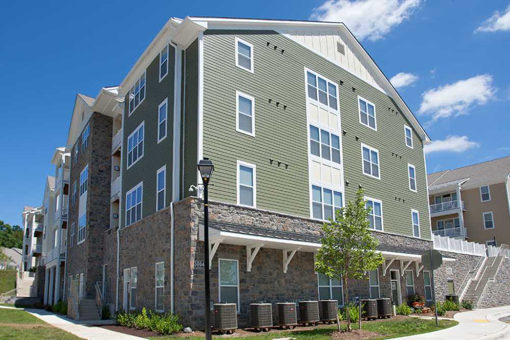 Side view of community at Burgess Mill Station in Ellicott City, Maryland